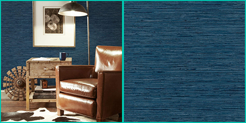 Grasscloth blue wallpaper 