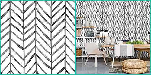 Herringbone black and white arrow wallpaper