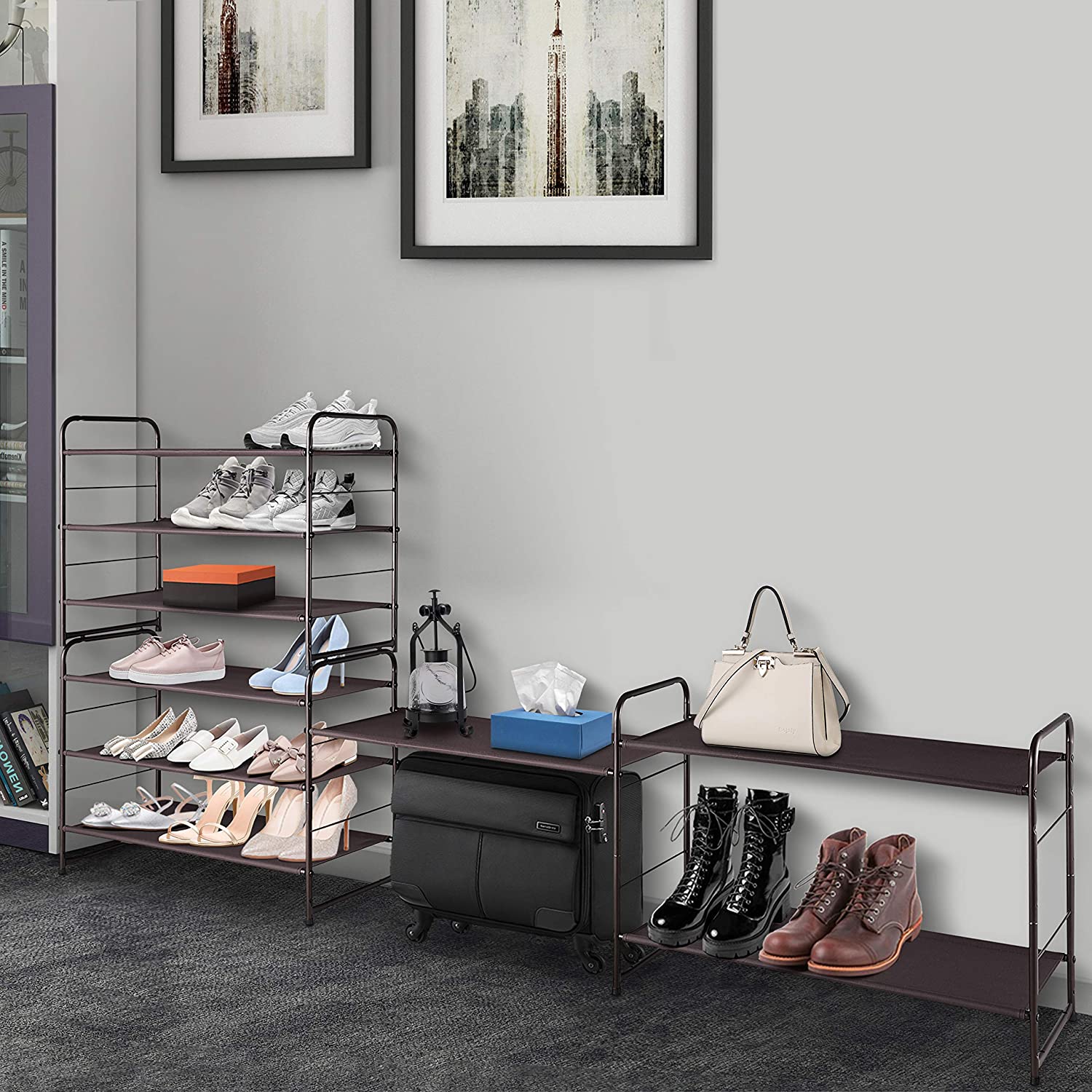 Shoe racks will save you closet space