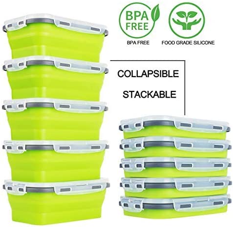 Collapsibles Set of 5 Lemon Lime Collapsible Food Storage Containers. Environmentally friendly