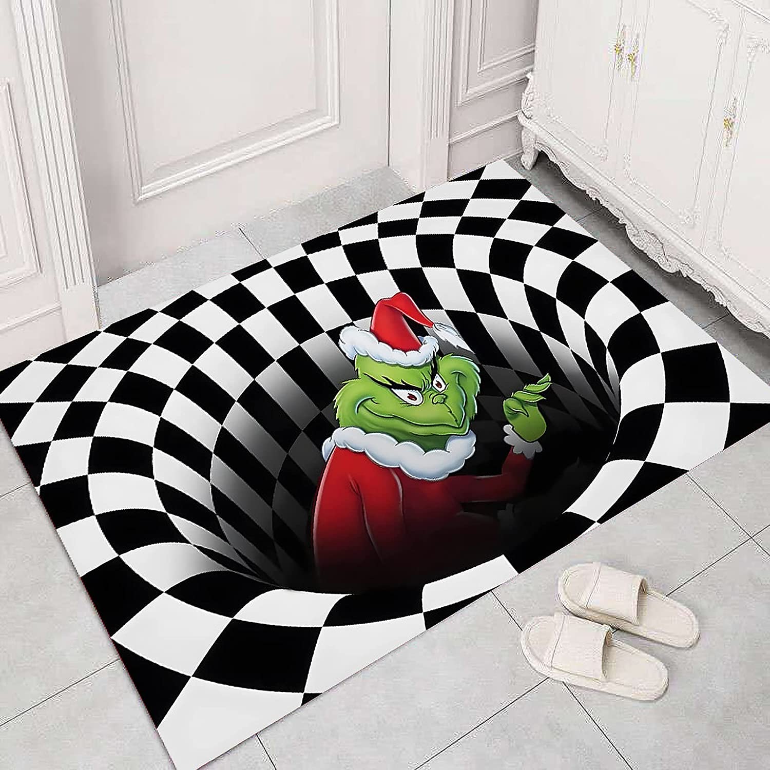 Christmas Door Mat, Christmas Decorations 3D Illusion Doormat, Christmas Doormat Outdoor, Non-Slip Floor Mat, Christmas Doormat for Bedroom Home Any Deck, Patio (50x80cm/19.68x31.49 inches)